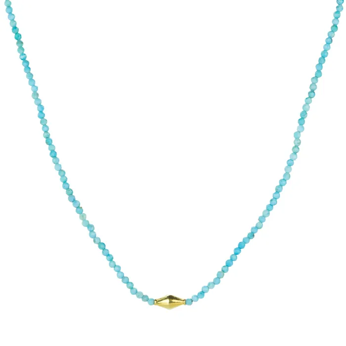 Margaret Solow Necklaces Turquoise and 18k Bead Necklace