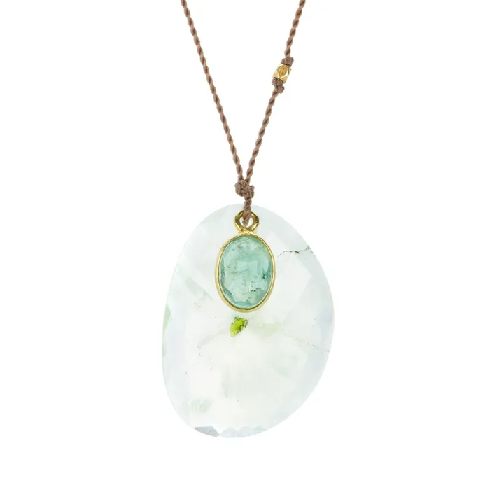 Margaret Solow Prehnite and Emerald Necklace Necklaces