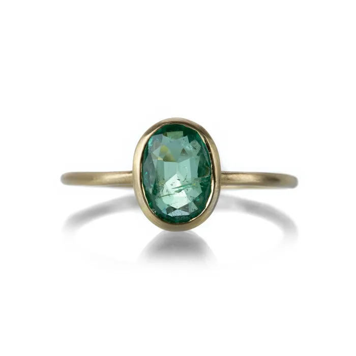 Margaret Solow Rings Faceted Pale Emerald Ring