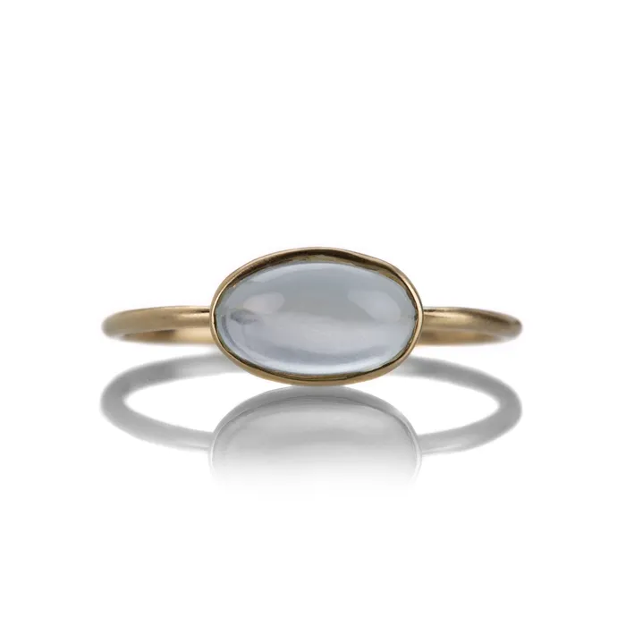 Margaret Solow Rings Small Oval Aquamarine Cabochon Ring