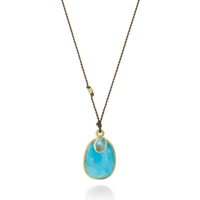 Margaret Solow Turquoise and Diamond Slice Necklace Necklaces