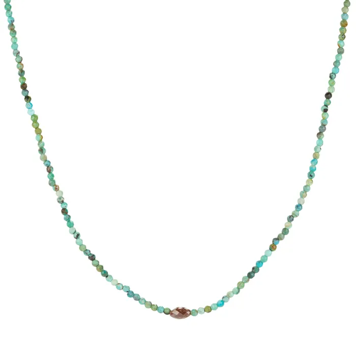 Margaret Solow Turquoise and Rustic Diamond Beaded Necklace Necklaces