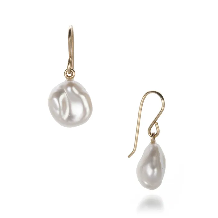 Maria Beaulieu Baroque White Pearl Drop Earrings Earrings