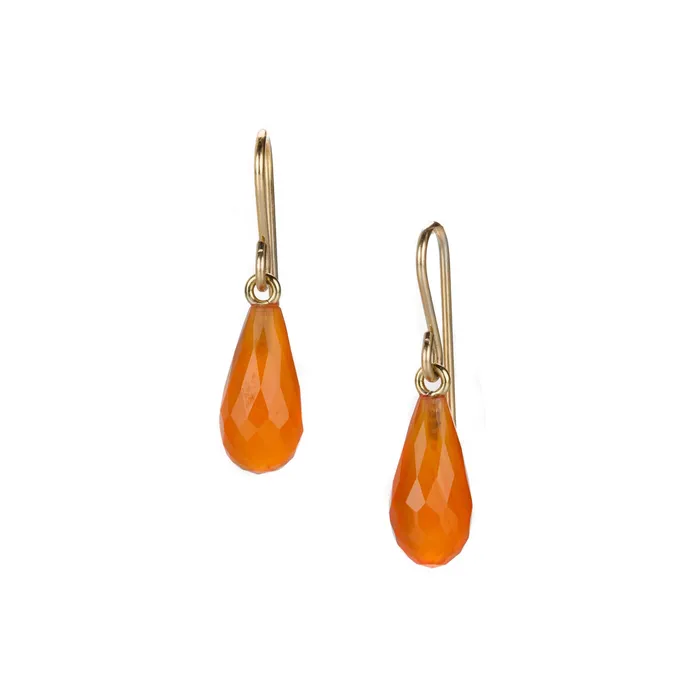 Maria Beaulieu Earrings 18k Faceted Carnelian Drop Earrings