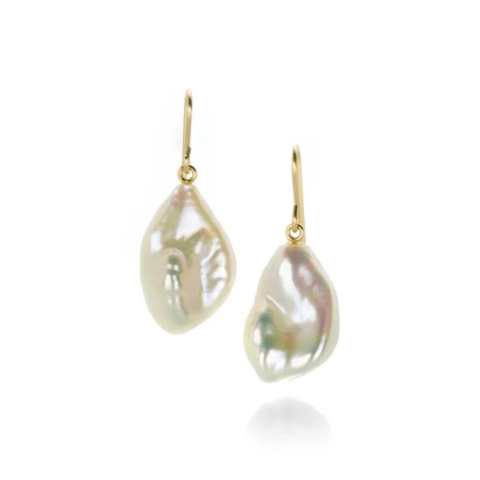 Maria Beaulieu Earrings White Baroque Pearl Earrings