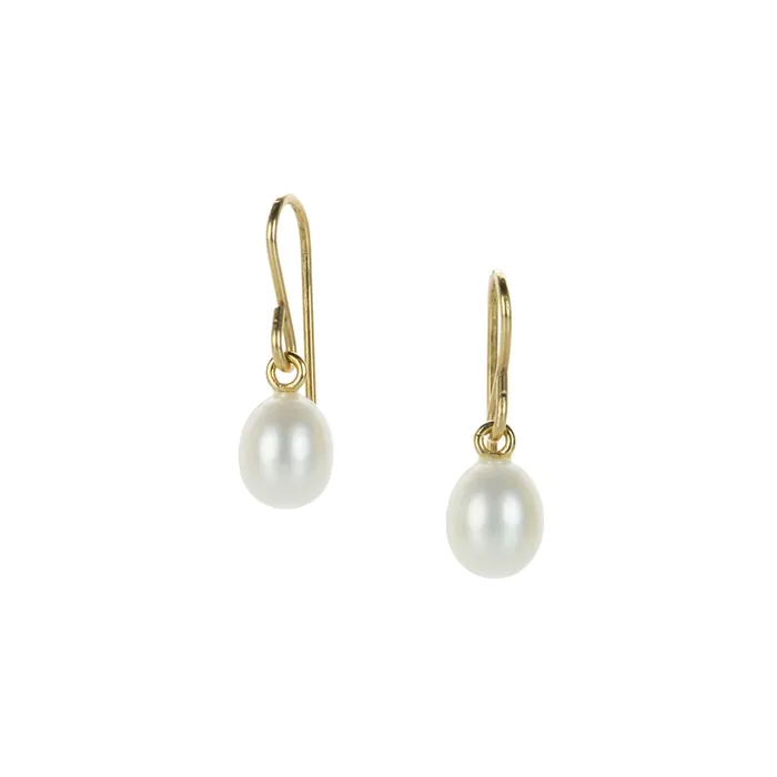 Maria Beaulieu Earrings White Freshwater Pearl Drop Earrings