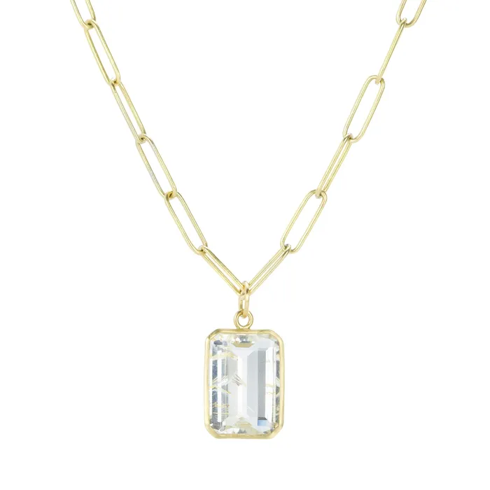 Maria Beaulieu Necklaces Emerald Cut Rutilated Topaz Pendant (Pendant Only)