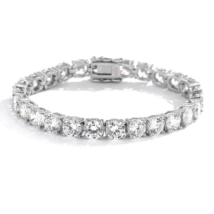 Moissanite Tennis Chain Bracelet 925 Silver in White Gold - 6.5mm HaiFengGeErShi Bracelets