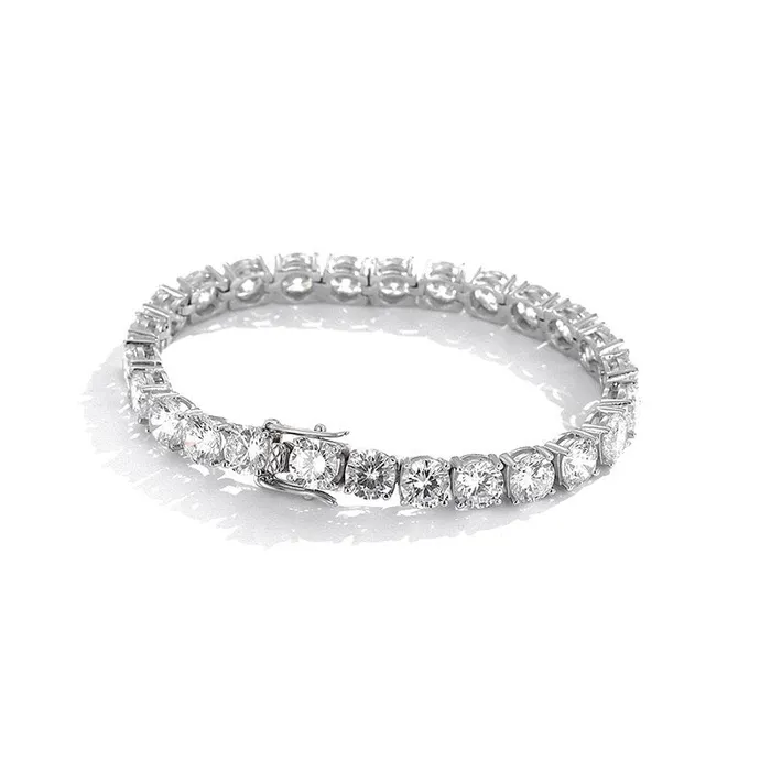 Moissanite Tennis Chain Bracelet 925 Silver in White Gold - 6.5mm | HaiFengGeErShi Bracelets