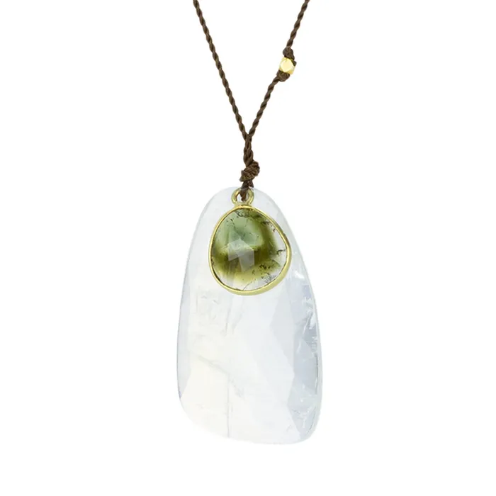 Moonstone and Tourmaline Pendant Necklace Margaret Solow Necklaces