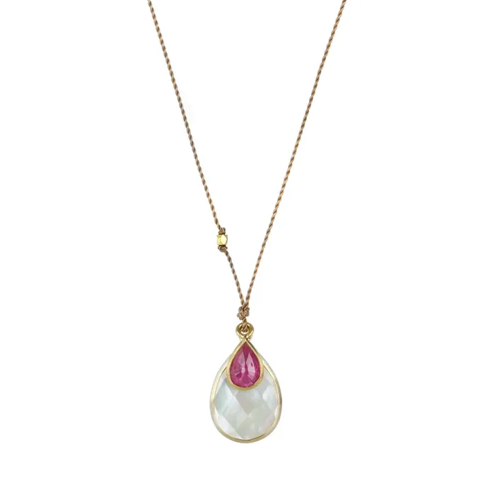 Mother of Pearl and Ruby Necklace Margaret Solow Necklaces