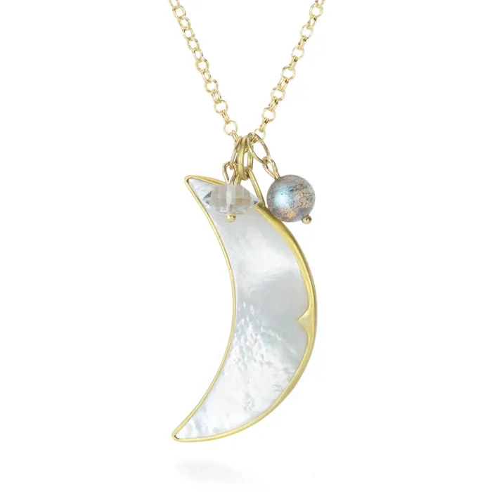 Mother of Pearl Crescent Moon Necklace Gabriella Kiss Necklaces