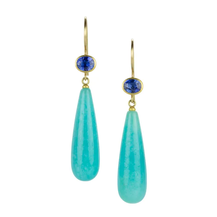 Navy Sapphire and Amazonite Apple Eve Earrings Mallary Marks Earrings