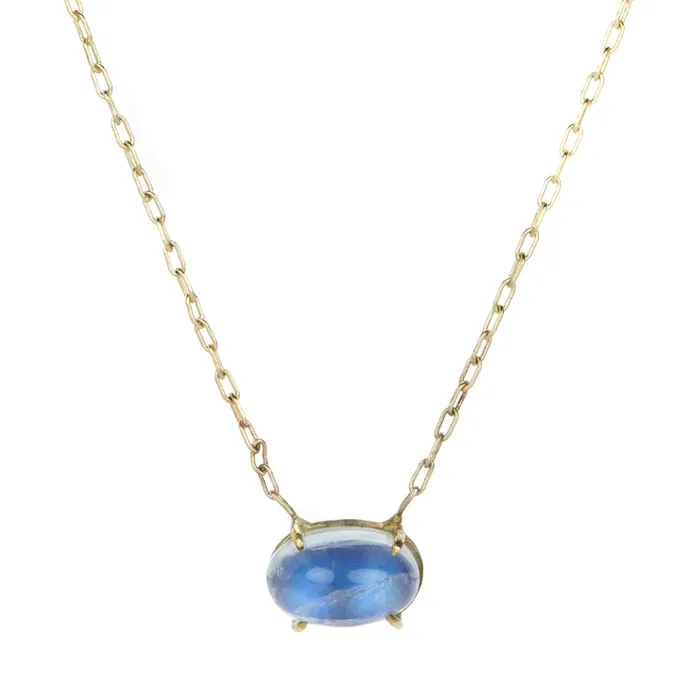 Necklaces 14k Rainbow Moonstone Cabochon Necklace - Rosanne Pugliese