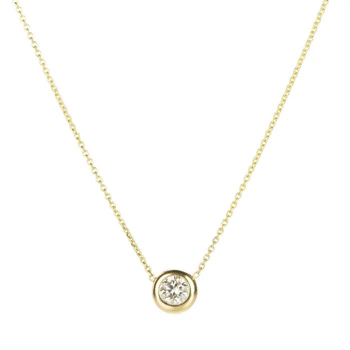 Necklaces 18k Round Champagne Diamond Pendant Necklace - Diana Mitchell