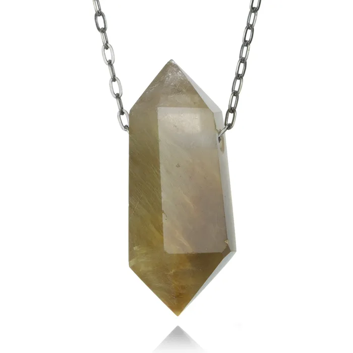 Necklaces 39mm Gold Rutile Quartz Crystal Necklace - Joseph Brooks