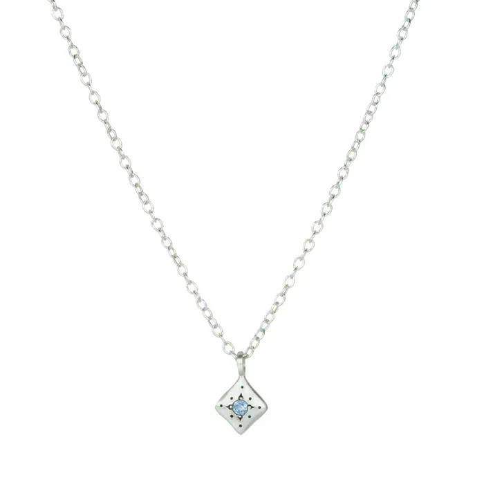 Necklaces Adel Chefridi Silver Night Pendant Necklace with Aquamarine