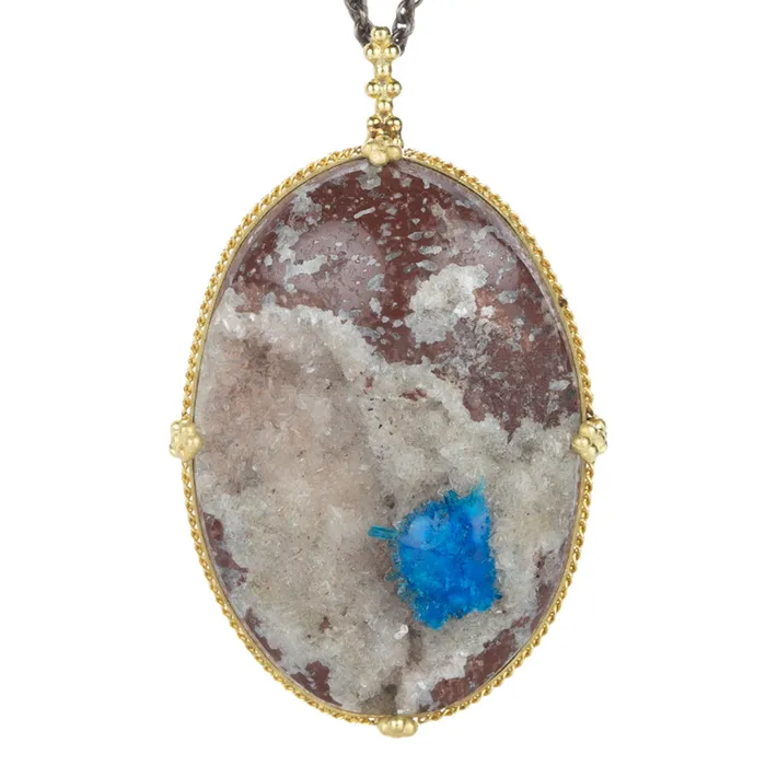 Necklaces Amali Cavansite wtih Blue Quartz Pendant Necklace