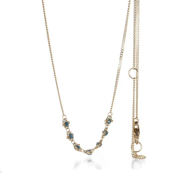 Necklaces Amali Petite Textile Necklace with Blue Diamonds