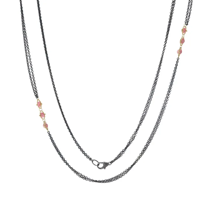 Necklaces Amali Pink Spinel Triple Textile Station Necklace