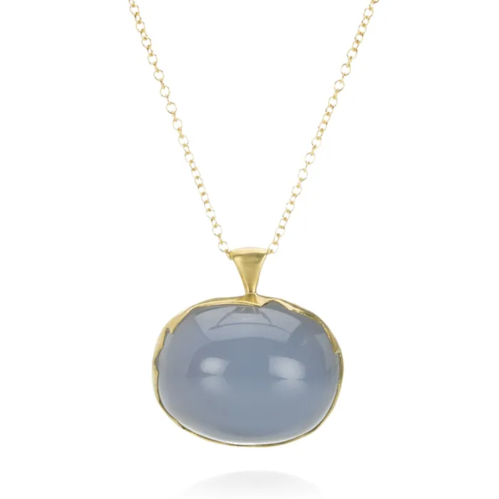 Necklaces Annette Ferdinandsen Blue Chalcedony Egg Necklace