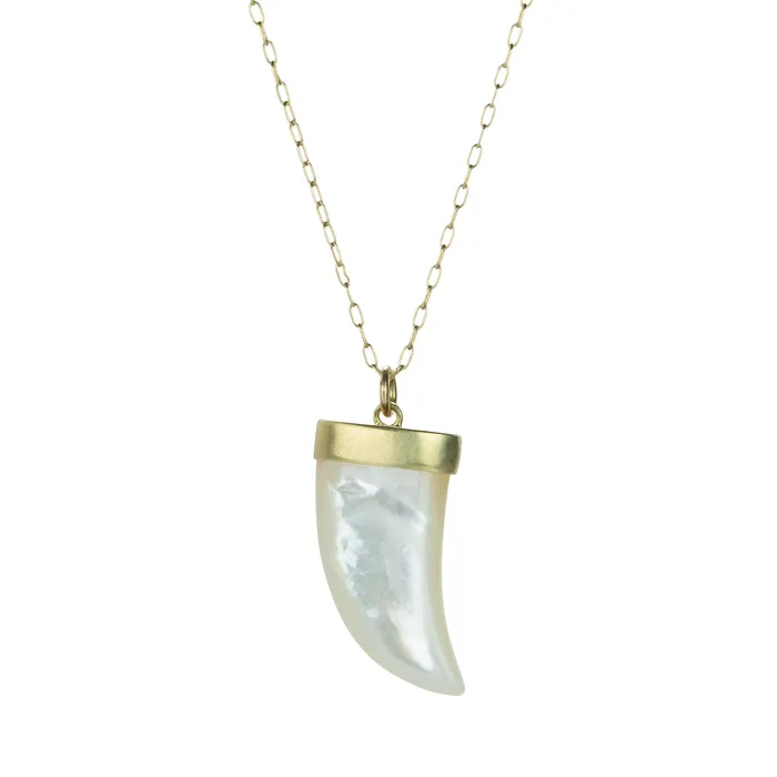 Necklaces Annette Ferdinandsen White Mother of Pearl Tiger Claw Pendant Necklace