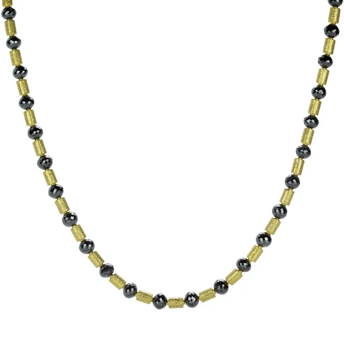 Necklaces Barbara Heinrich 18k Black Diamond and Gold Barrel Bead Necklace