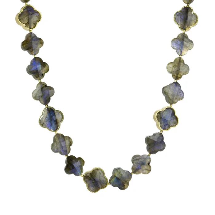 Necklaces Barbara Heinrich 18k Clover Shaped Labradorite Bead Necklace