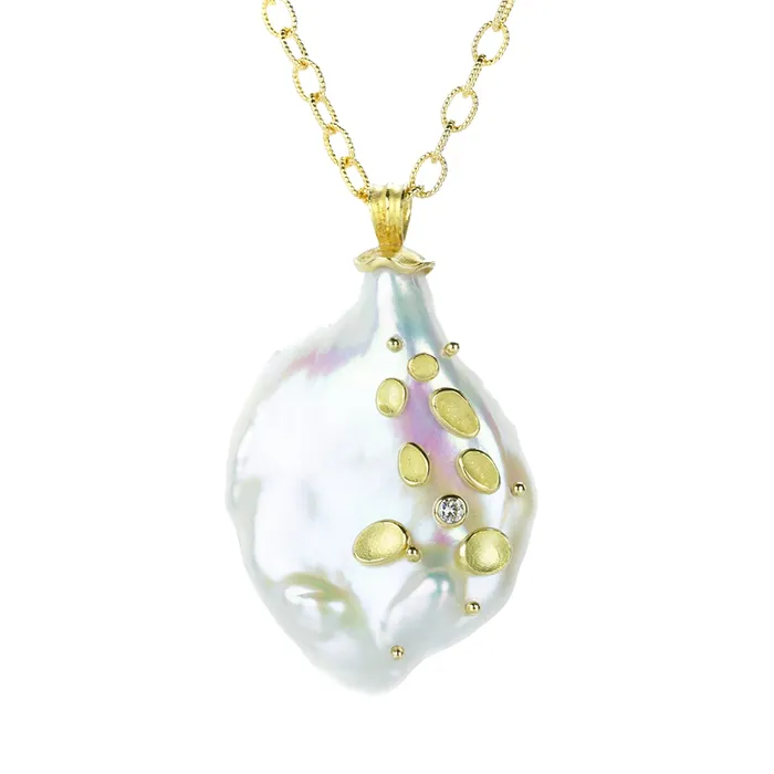 Necklaces Barbara Heinrich Pearl Pendant Necklace with Scattered Shells