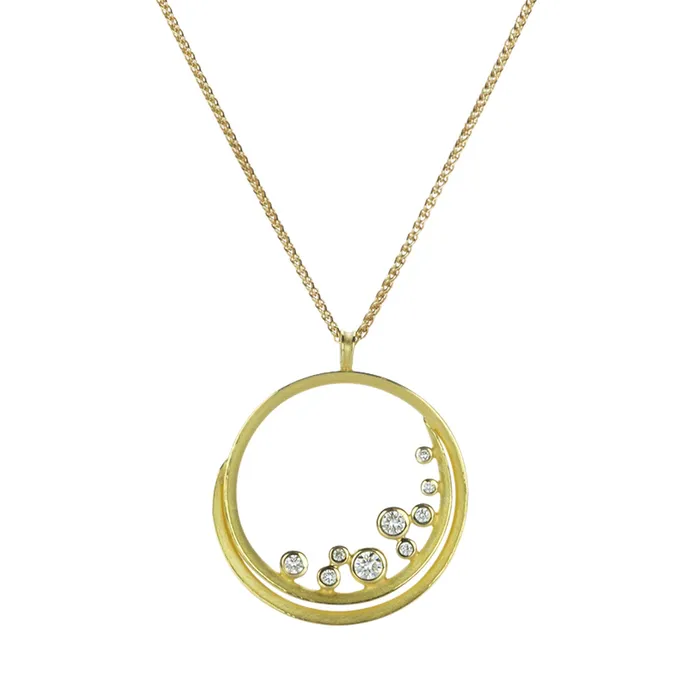 Necklaces Barbara Heinrich Swirl Pendant Necklace with Diamond Cluster