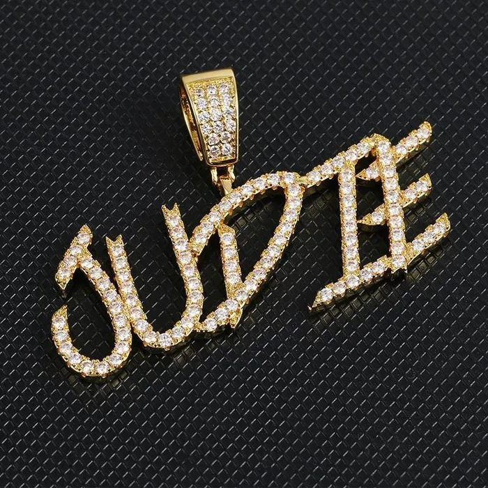 Necklaces Bling Proud Custom Iced Out Name Letters Pendant Necklace