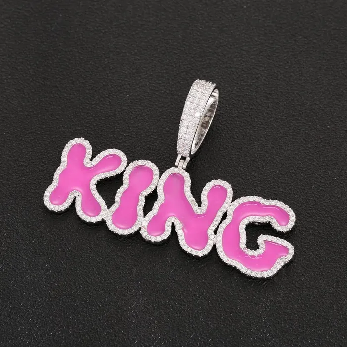 Necklaces | Bling Proud | Men's Hip-Hop Jewelry Online Shop Custom Iced Paiting Font Name Pendant for Cuban Link Chain