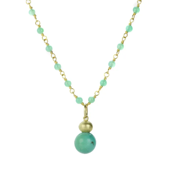 Necklaces Chrysoprase Necklace with Turquoise Buoy Pendant - Mallary Marks