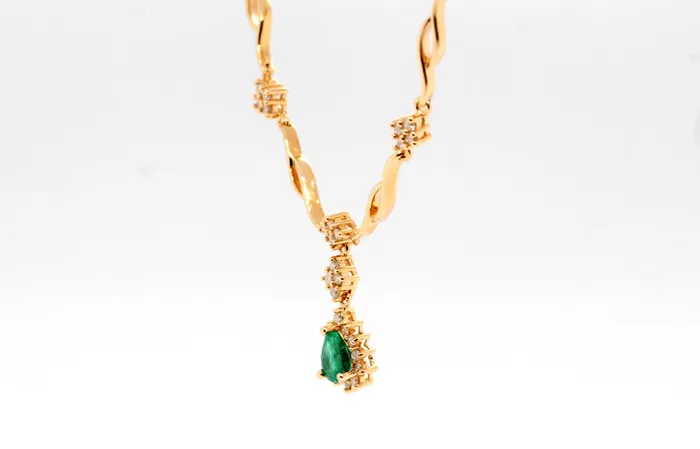 Necklaces | FULLER'S PURCHASE FROM PUBLIC 14KY Emerald and Diamond Necklace