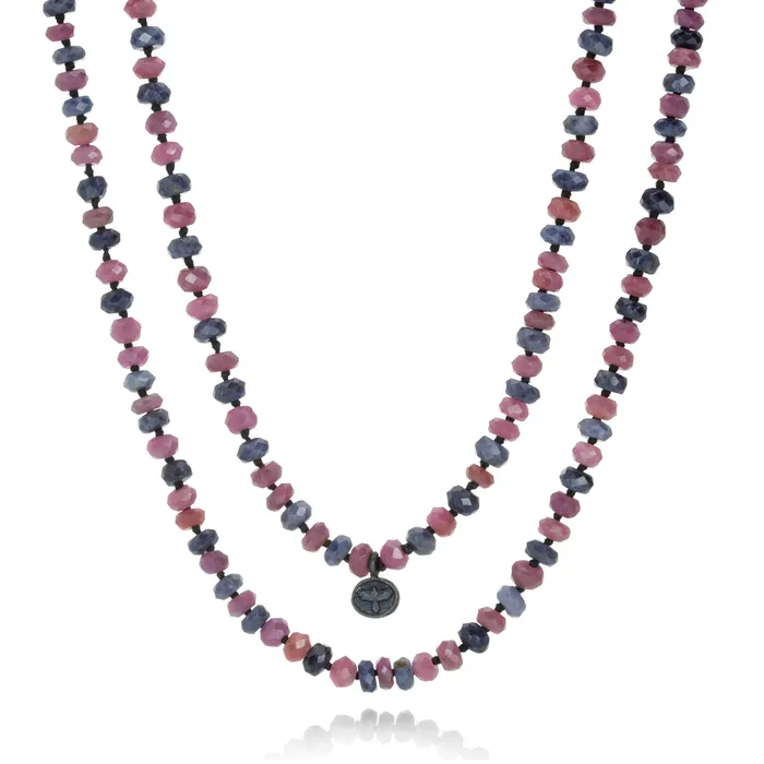 Necklaces Joseph Brooks 5mm Pink and Blue Sapphire Rondelle Necklace -30