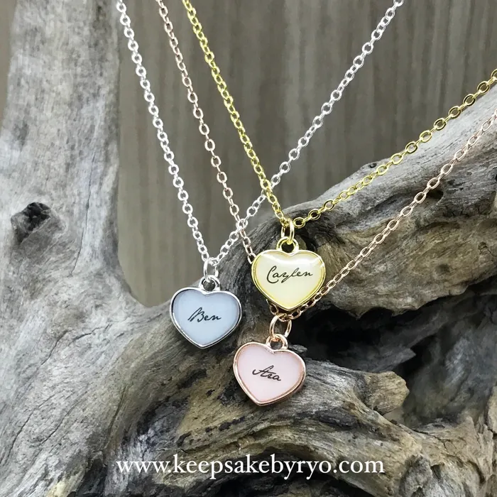 Necklaces Keepsake by Ryo 满月金 FULL MONTH GOLD 百日金 100 DAYS GOLD: 12MM HEART PENDANT NECKLACE