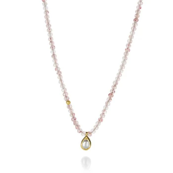 Necklaces Margaret Solow Strawberry Quartz Pearl Necklace