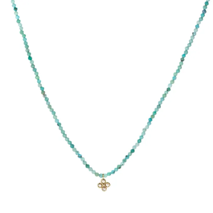 Necklaces Margaret Solow Turquoise Necklace with Diamond Pendant