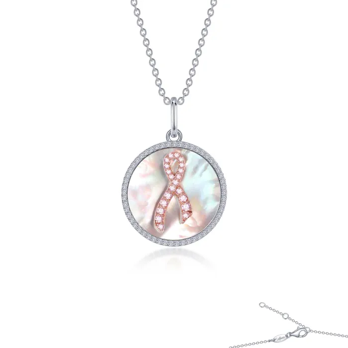 Necklaces Mother of Pearl Pink Ribbon Necklace - Lafonn