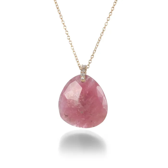 Necklaces Nicole Landaw Pink Sapphire Teardrop Necklace