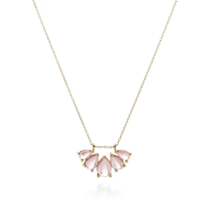 Necklaces Nicole Landaw Pink Tourmaline Semi Circle Story Necklace