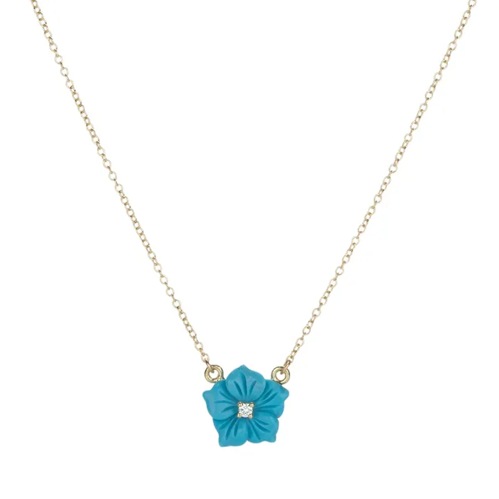 Necklaces Nicole Landaw Turquoise Flower Pendant Necklace