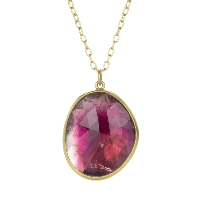 Necklaces Pink Tourmaline Pebble Pendant Necklace - Lola Brooks