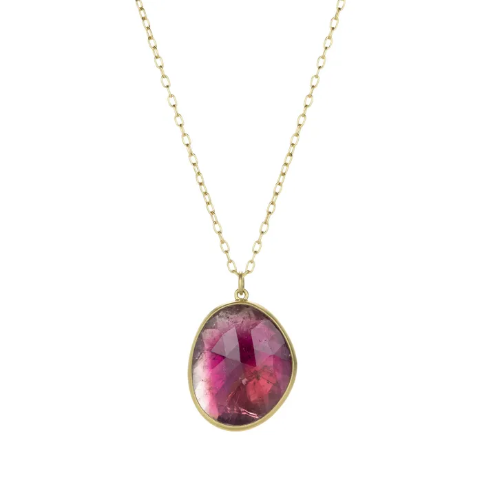 Necklaces | Pink Tourmaline Pebble Pendant Necklace - Lola Brooks