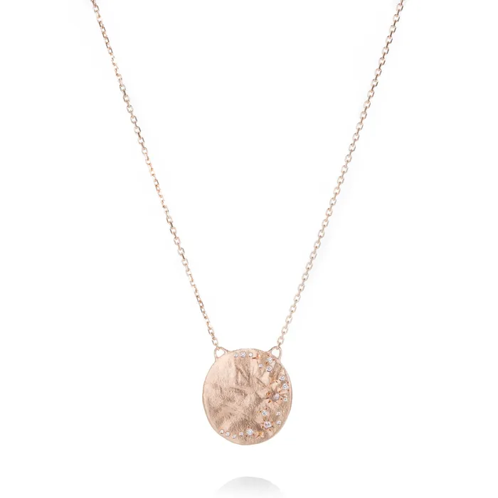 Necklaces | Rose Gold Diamond Moon Disc Necklace - Sirciam