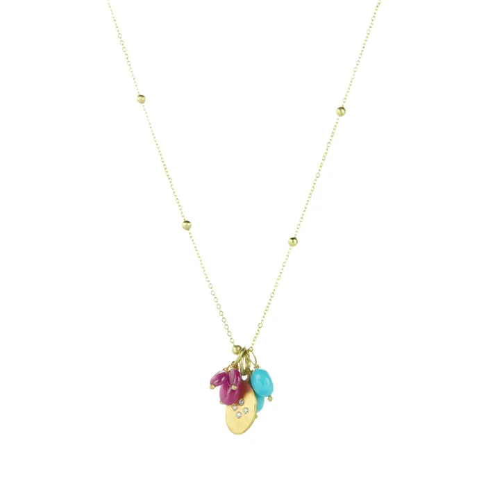 Necklaces Ruby and Turquoise Charm Necklace - Ananda Khalsa