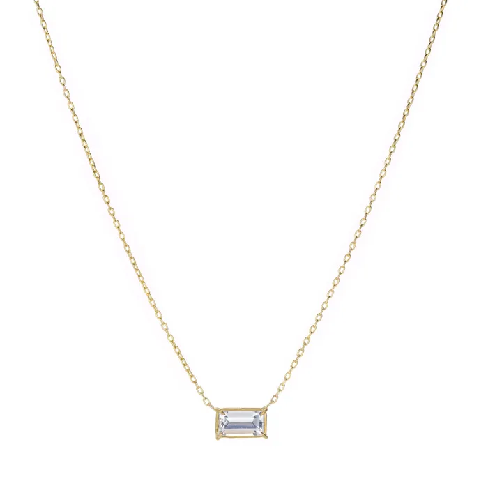 Necklaces White Topaz Bar Pendant Necklace - Rosanne Pugliese