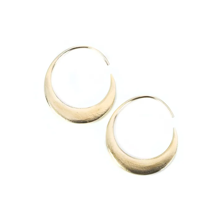 Nicole Landaw Earrings 14k Yellow Gold Mini Crescent Hoop Earrings