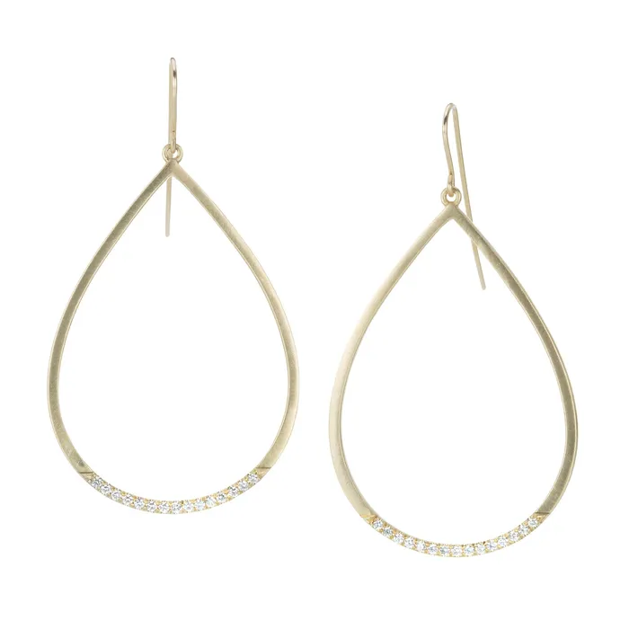 Nicole Landaw Earrings Large Diamond Dipped Teardrop Earrings