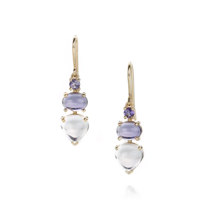 Nicole Landaw Iolite and Moonstone Drop Earrings Earrings